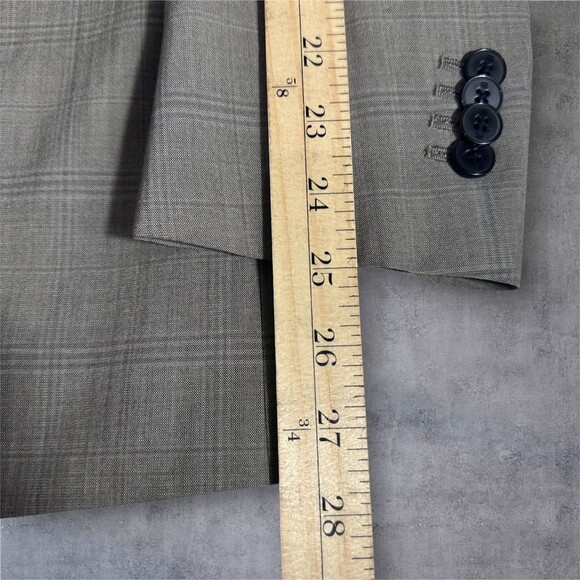 BANANA REPUBLIC Mens Blazer 38R Gray Sport Coat 2-Button Jacket Wool Windowpane - Picture 10 of 14